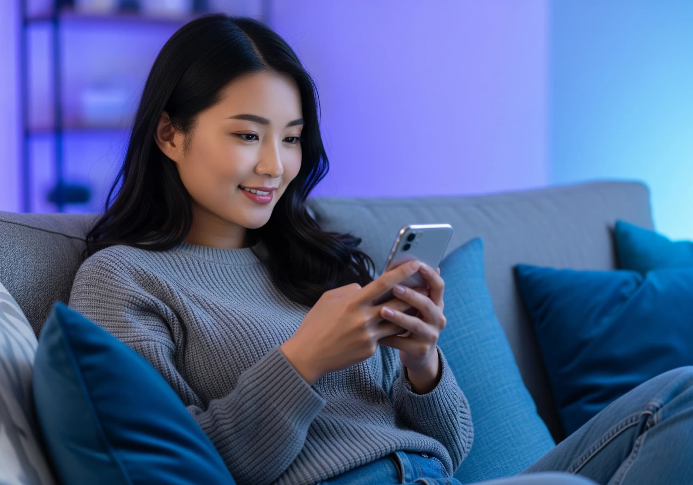 スマートフォンで予約する様子